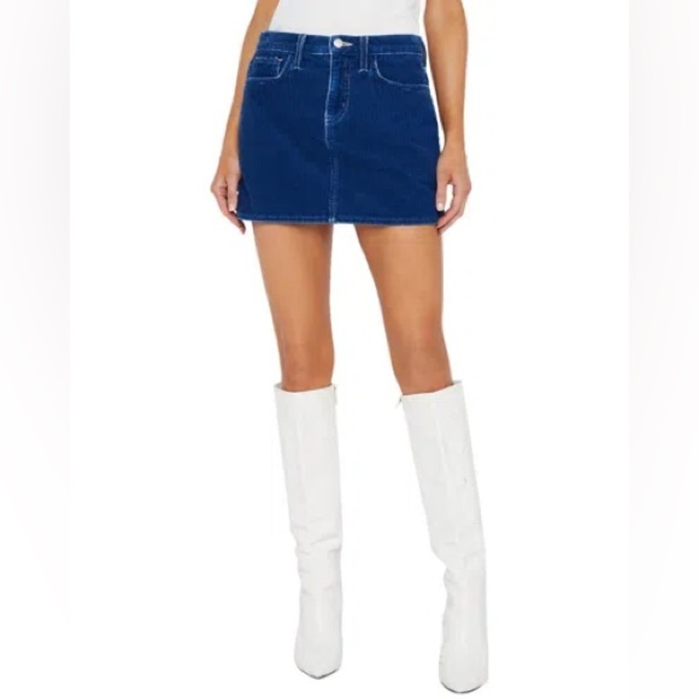 New L’Agence Paris Mini Skirt Lapis Blue Ribbed Sz 31